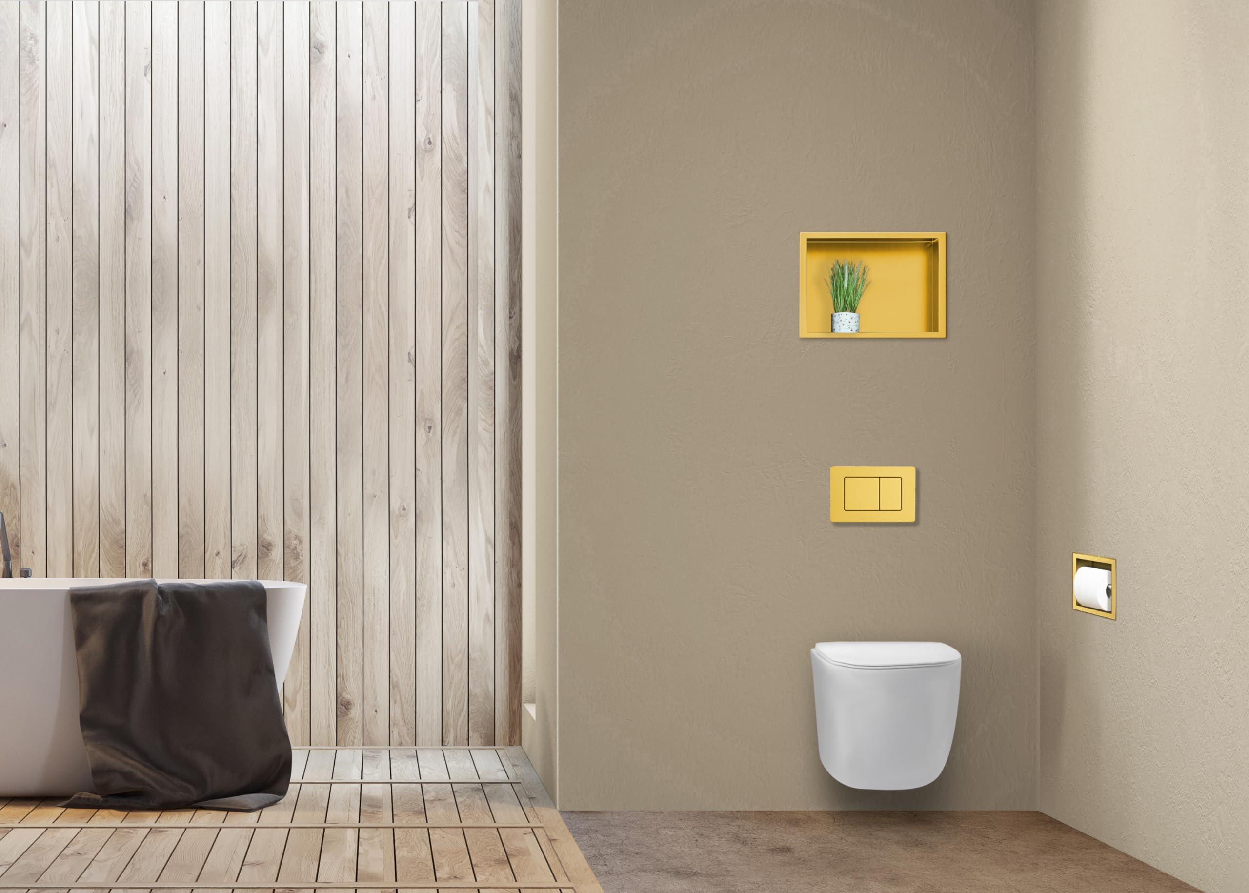 Portarotolo Carta Igienica Acciaio Inossidabile Oro, 17,3x17,3x8,6cm, Portarotolo Carta Igienica per Bagno, Installazione a Parete, Dispenser Carta da Incasso Scatola a Muro Carta 1 Oro