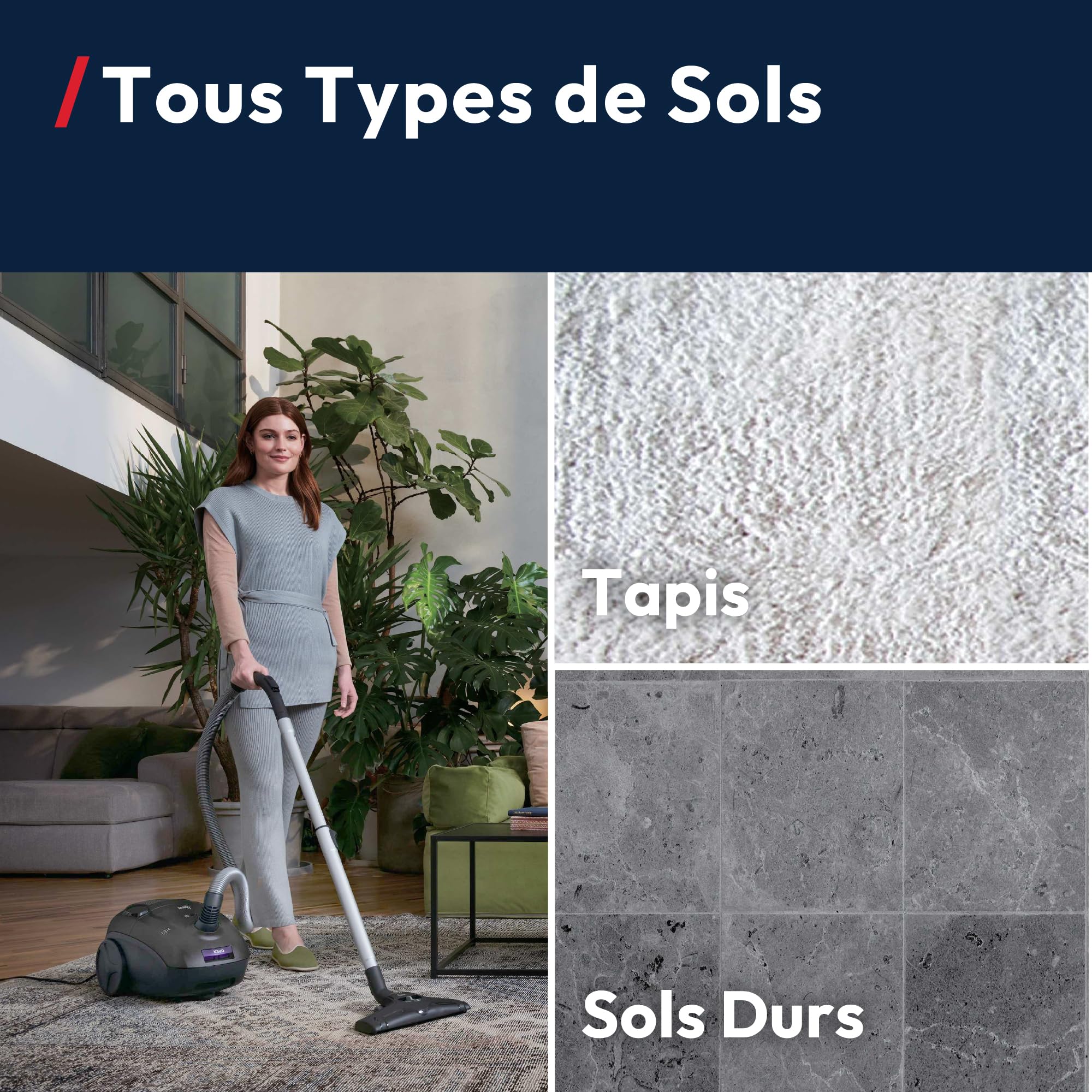 Hoover HE1 Home Aspirateur traineau avec Sac Compact Puissant 700W, Léger, Haute Performance, Brosse Tous Sols, Filtre EPA Lavable, Capacité 2,5L, Accessoires 2en1, Vidage Facile, HEZ107HM