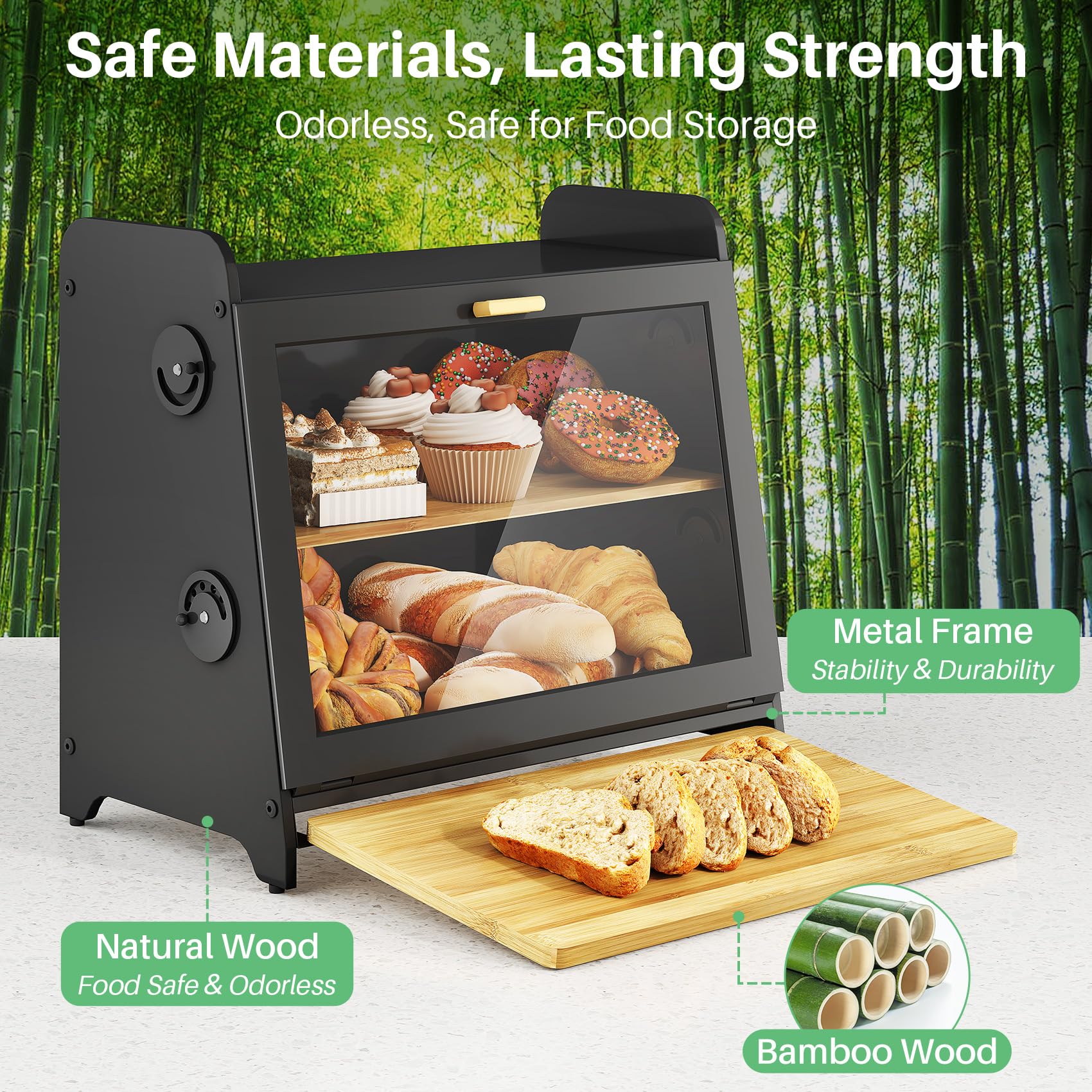 Bamboo Bread Box - Keep Bread Fresh -3
