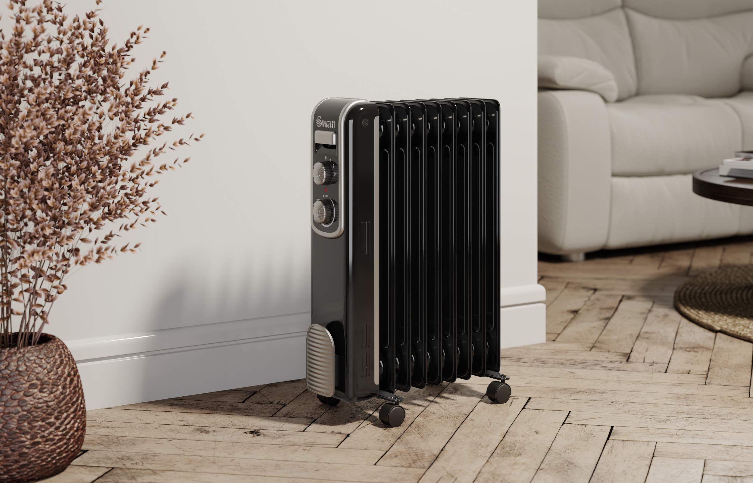 Swan SH60010BN 9 Finned Oil Filled Radiator , Black : Amazon.co.uk: DIY u0026  Tools