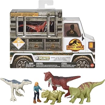 Jurassic World GWP72 Dominion Mini Figures Pack of 5 Movie Freestanding Figures with Authentic Design Collector's Gift for 3 