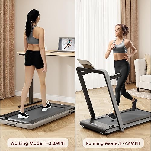 Miniatura 4 de Caminadora plegable para debajo del escritorio con control remoto para caminar y trotar, pequeña caminadora que ahorra espacio con pantalla LCD para