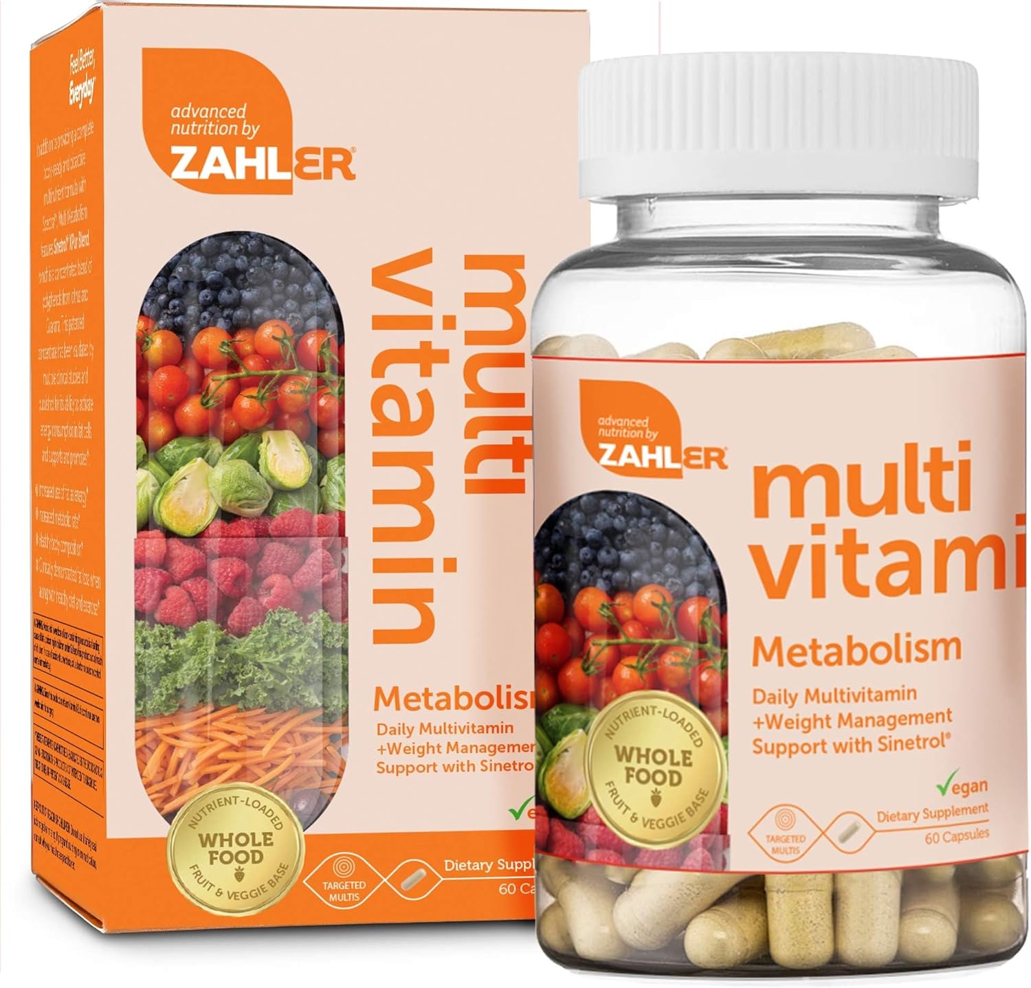 Zahler Multivitamin Metabolism + Weight Management Support for Women and Men with Iron, Certified Kosher, 60 Capsules