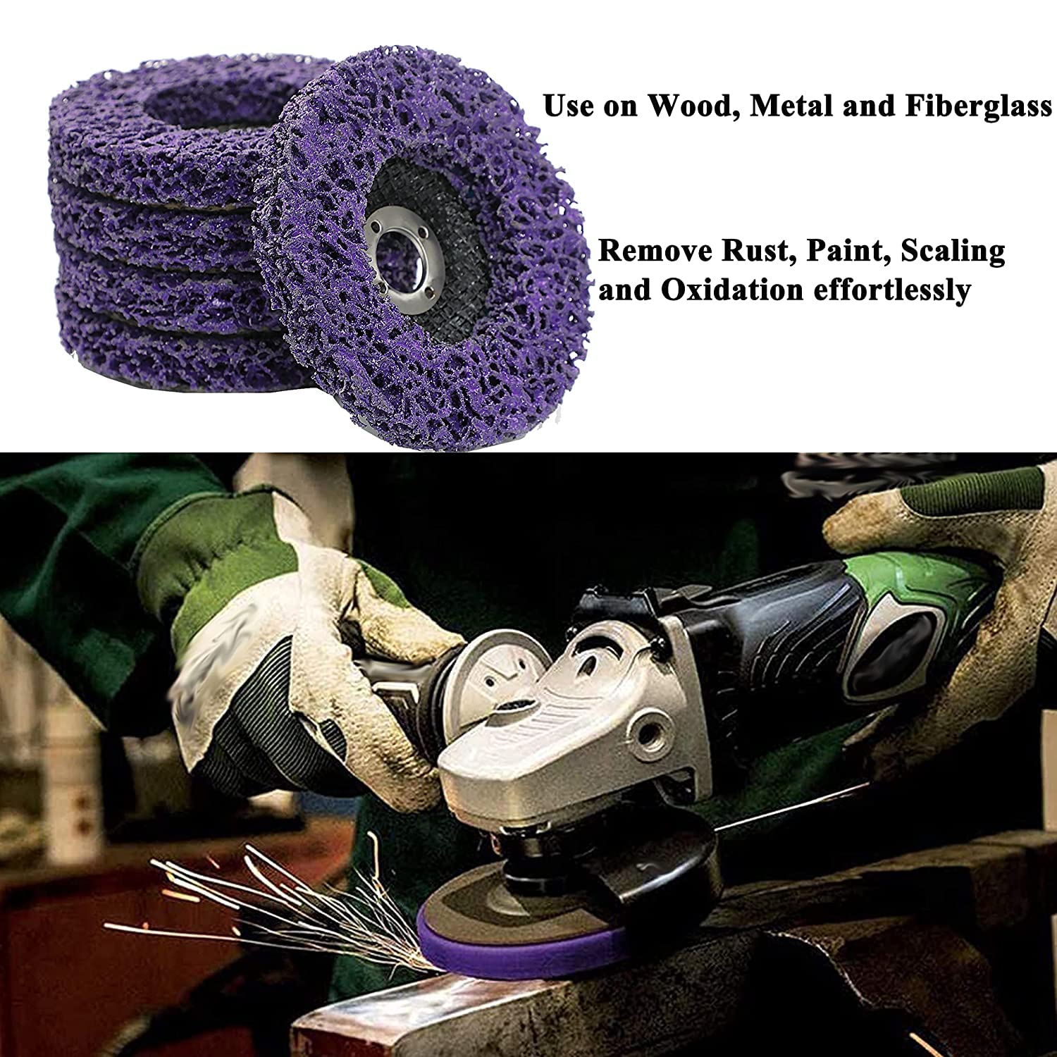 4-1/2" x7/8'' Stripping Discs Rust Remover Wheel Remove Paint and Oxidation Poly Strip Wheel Disc Abrasive Angle Grinding Wheel - 10 Pack Purple Black