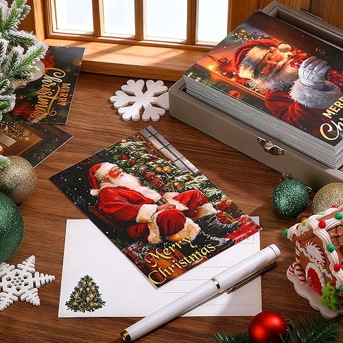 Miniatura 96 de Nuanchu 80 tarjetas postales de Navidad vintage de 4 x 6 pulgadas, tarjetas de felicitación de Papá Noel, tarjetas de Navidad retro, reimpresión
