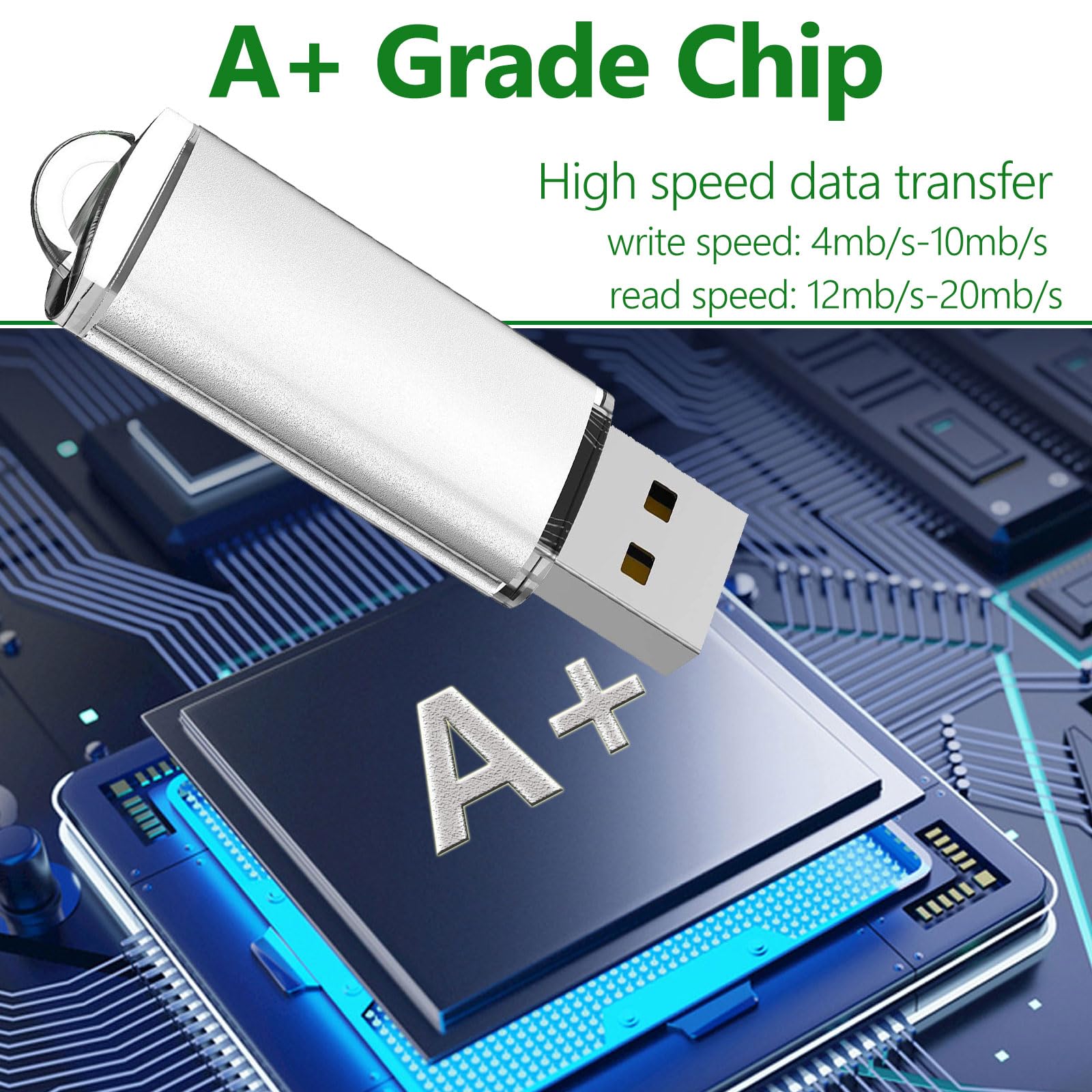 Pamięć USB 64 GB 5 sztuk pendrive 64 GB WISEORANGE Metal USB2.0 pamięć USB do komputera, laptopa, telewizora z oświetleniem LED (5 kolorów)