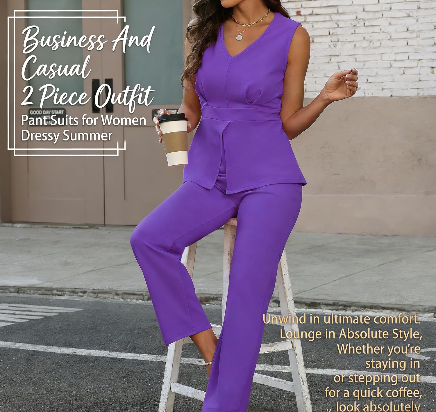 Ophestin Pant Suits for Women Dressy Summer Sleeveless Vest Blazer Sets 2 Piece Business Casual Work Outfit 2026