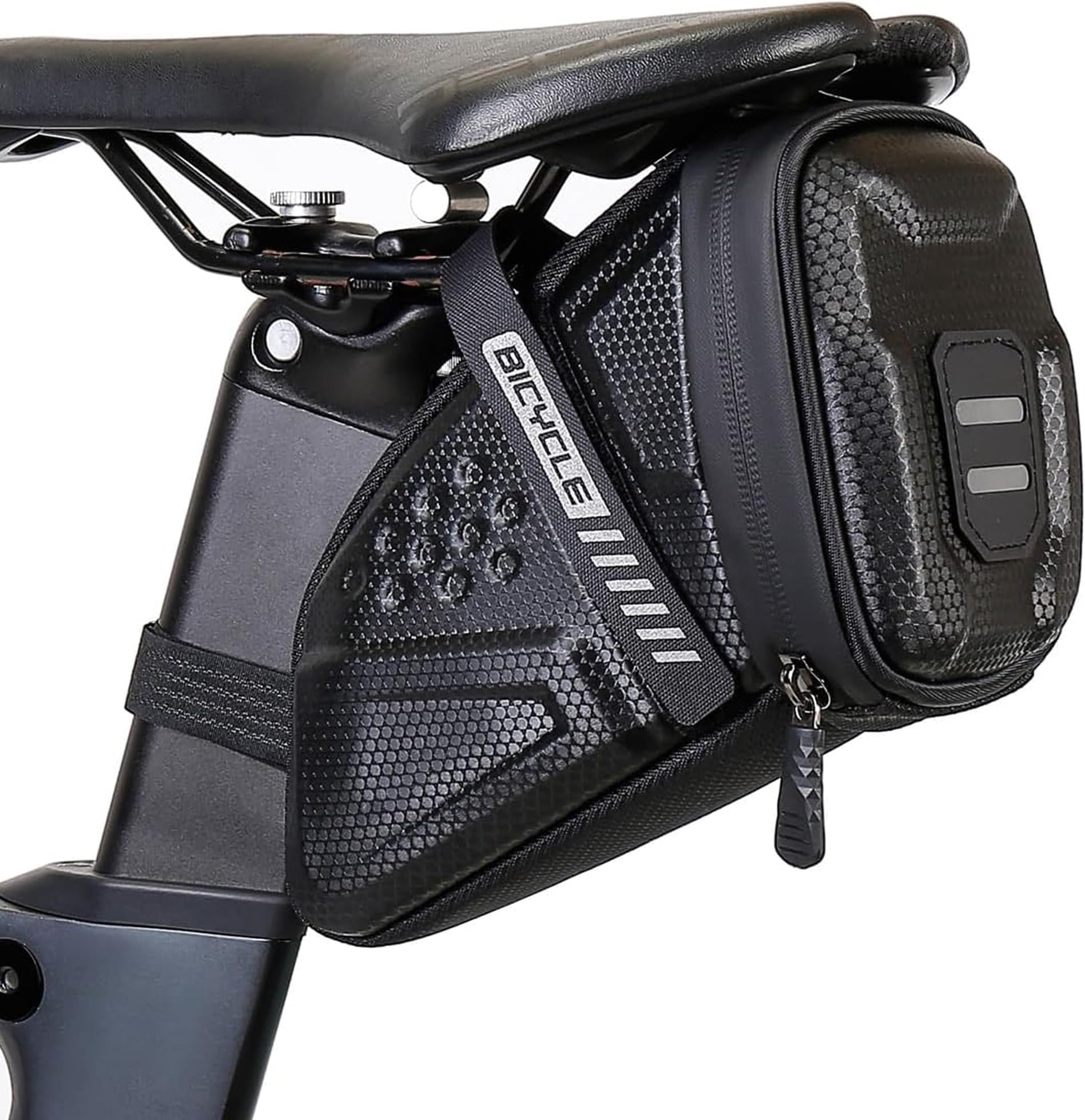Bicycle Hard Shell Saddle Bag, Water Resistant 1L Under Seat Pack for Mountain Road Bikes, Black