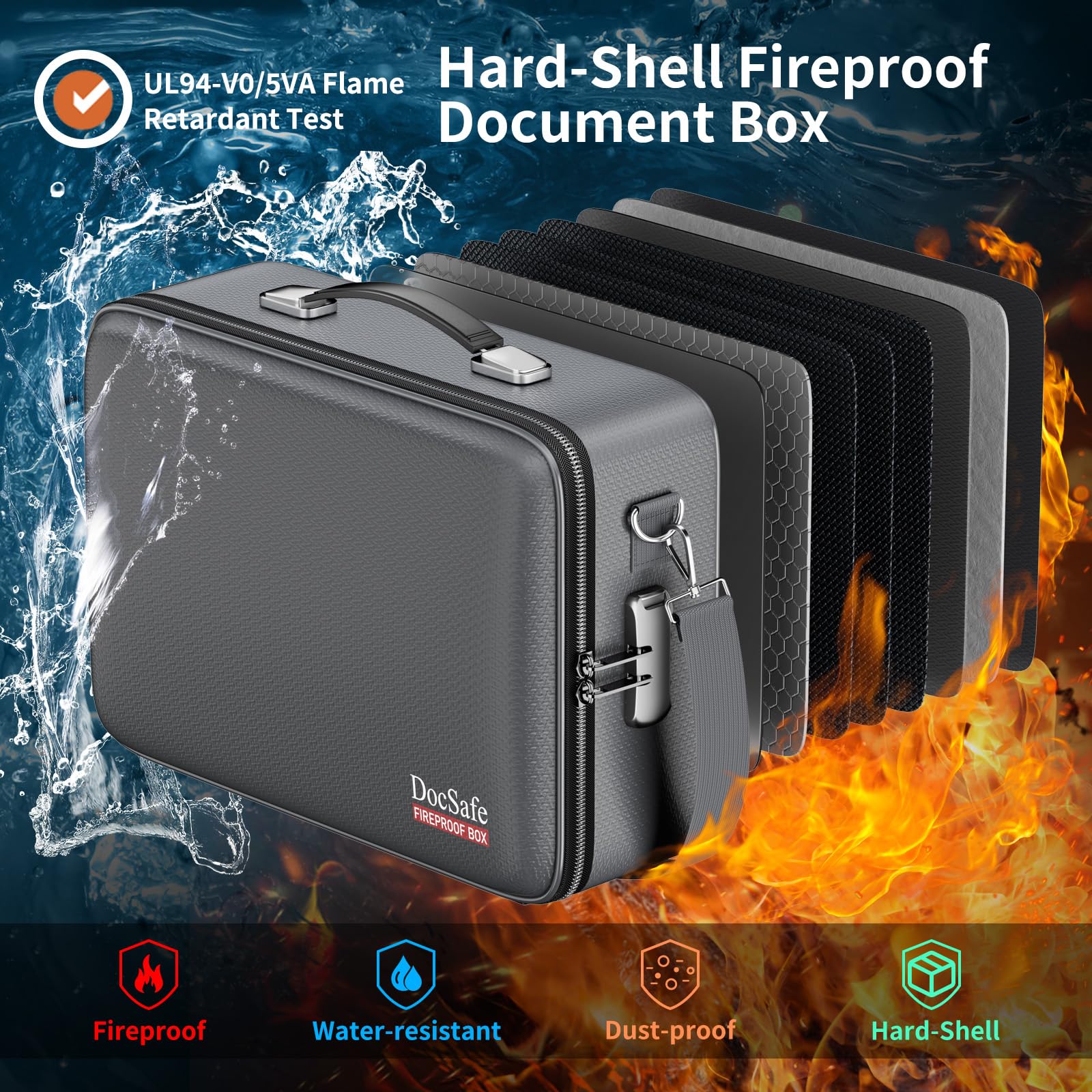 Amazon.com: DocSafe Fireproof Document Box with Lock, Hard Case