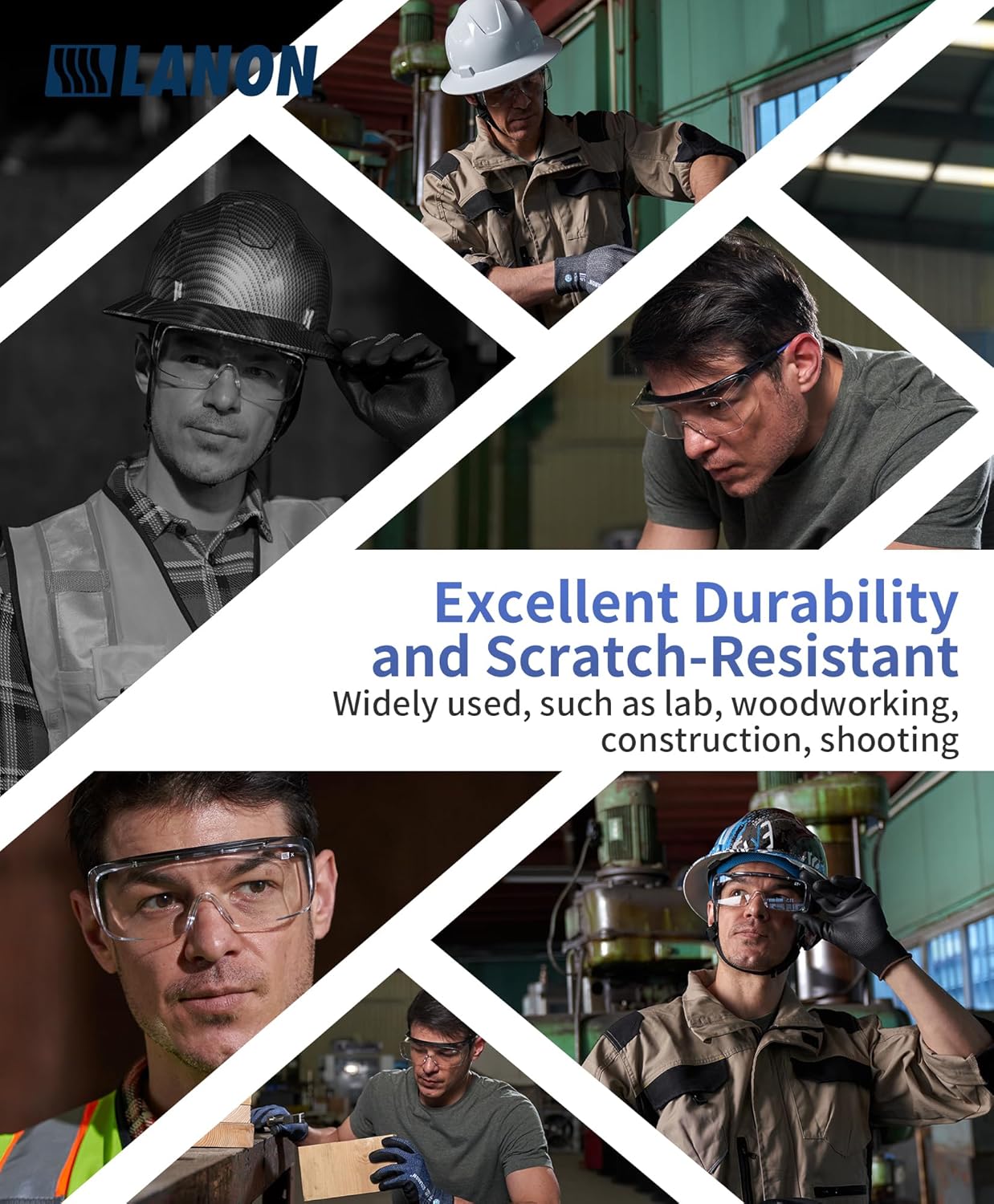 LANON Safety Glasses Over Glasses,ANSI Z87.1 Lenses with Anti-Fog & Scratch,Side Protection, High Transmission, Adjustable Protective Eyewear Goggles - Image 5