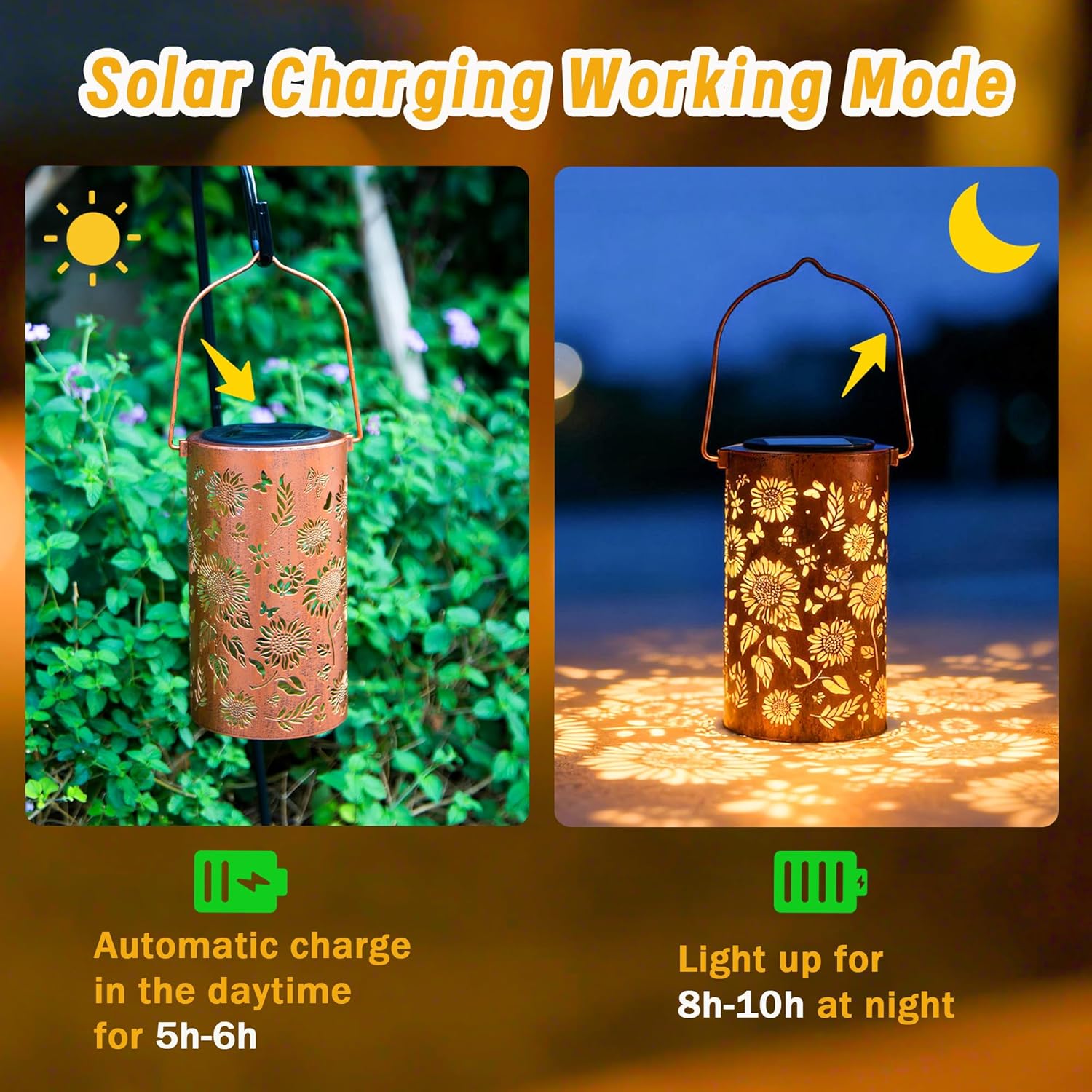 Birthday Gifts for Women Mom Grandma, Sunflower Solar Lanterns Outdoor Waterproof, Hanging Solar Lights for Yard, Patio, Porch, Garden Decor - Image 5