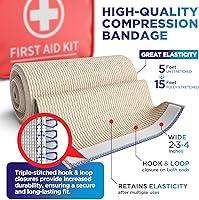 Vista 3 de Vendaje elástico de alto rendimiento, paquete de 6 (2 x 2 pulgadas, 2 x 3 pulgadas, 2 x 4 pulgadas), vendaje de compresión fuerte de cierre