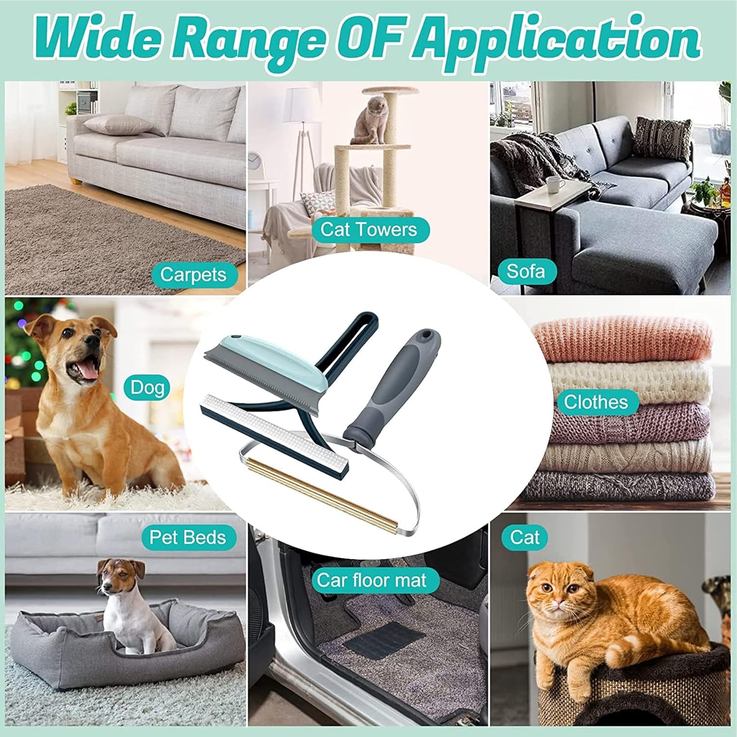 Pet Hair Remover for Couch Carpet: Dog Hair Remover for Laundry Couch Car Carpet Clothes Furniture - Pet Hair Portable Dog Cat Hair Remover Reusable Pet Hair Remover Tool