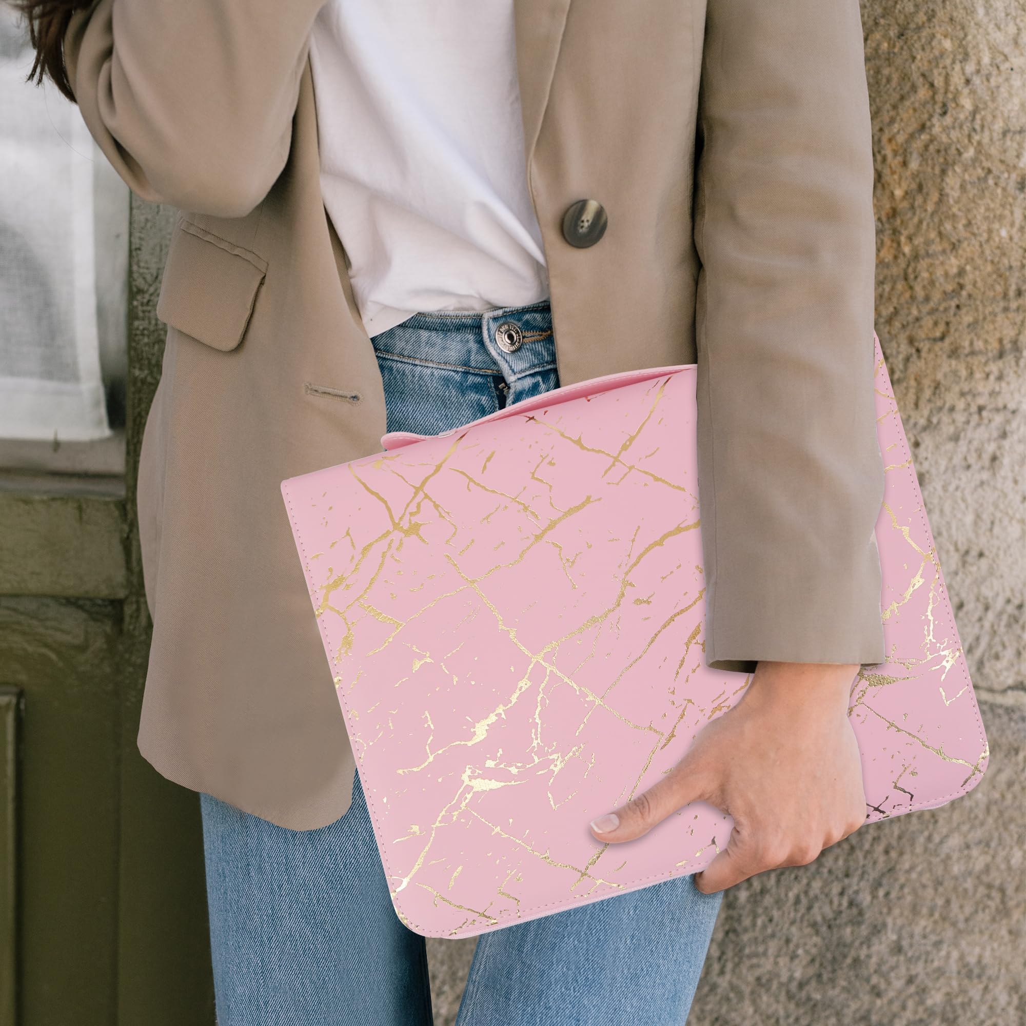 Cartella Portadocumenti GraduatePro A4 - In Pelle PU, Impermeabile, Rosa, Con Multiple Tasche - Foto 8