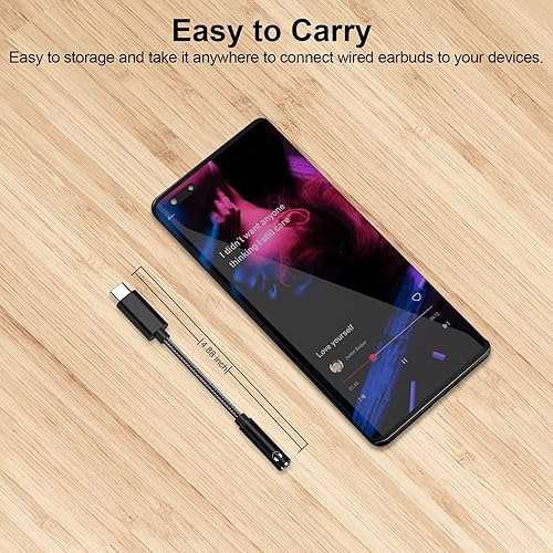 Miniatura 7 de TITACUTE Adaptador de auriculares USB tipo C a conector de audio de 0.138 in para Samsung S22 S21 S20 FE Galaxy Z Flip 3 Fold Note 20 estéreo Dongle