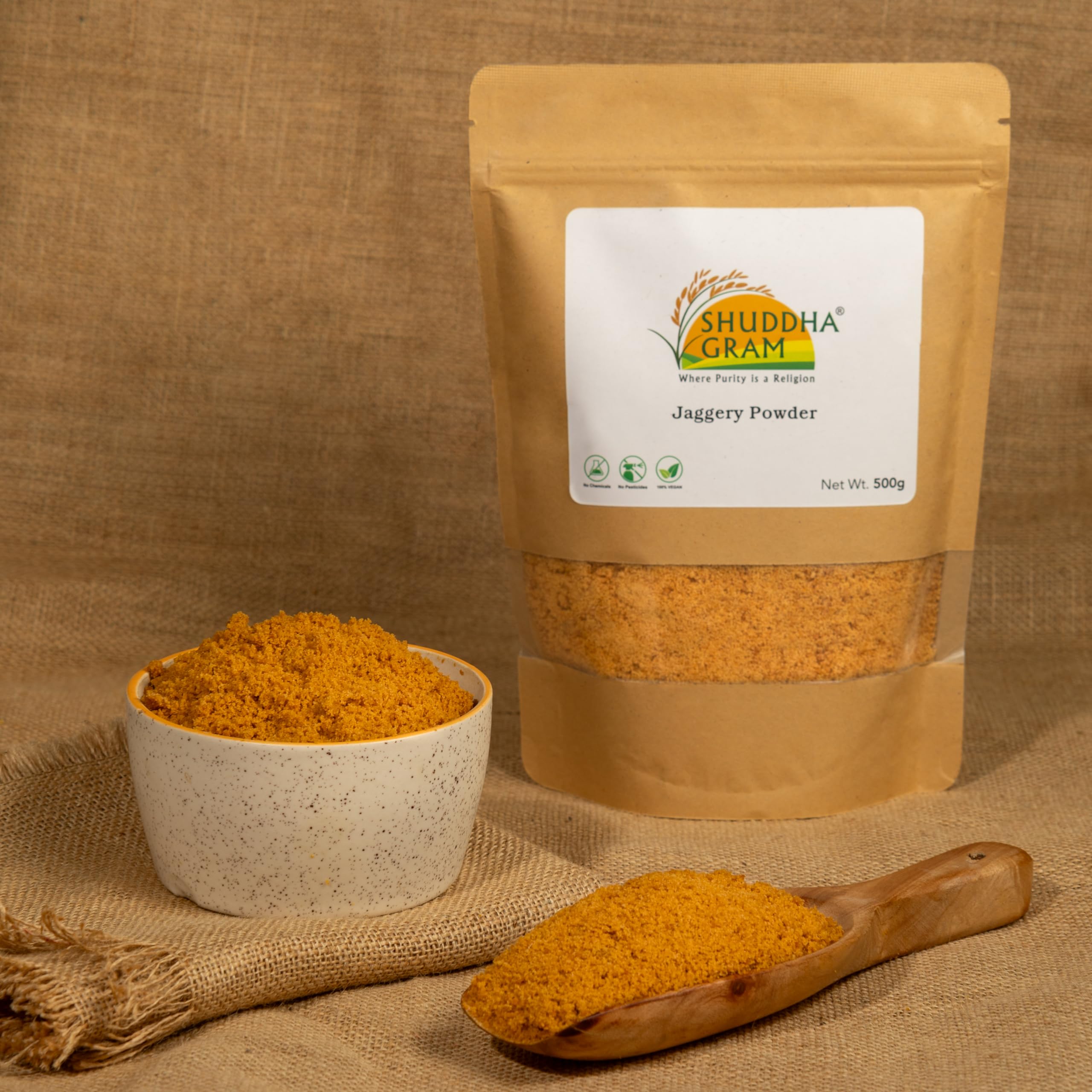 SHUDDHA GRAM Natural Jaggery Powder | Gud Powder (500g) | Unbleached | Handmade | Chemical-Free | Rich in Antioxidants, Minerals & Vitamins | 100% Natural, Pure, Unrefined & Unadulterated (B0D1154X4P) Amazon Price History, Amazon Price Tracker