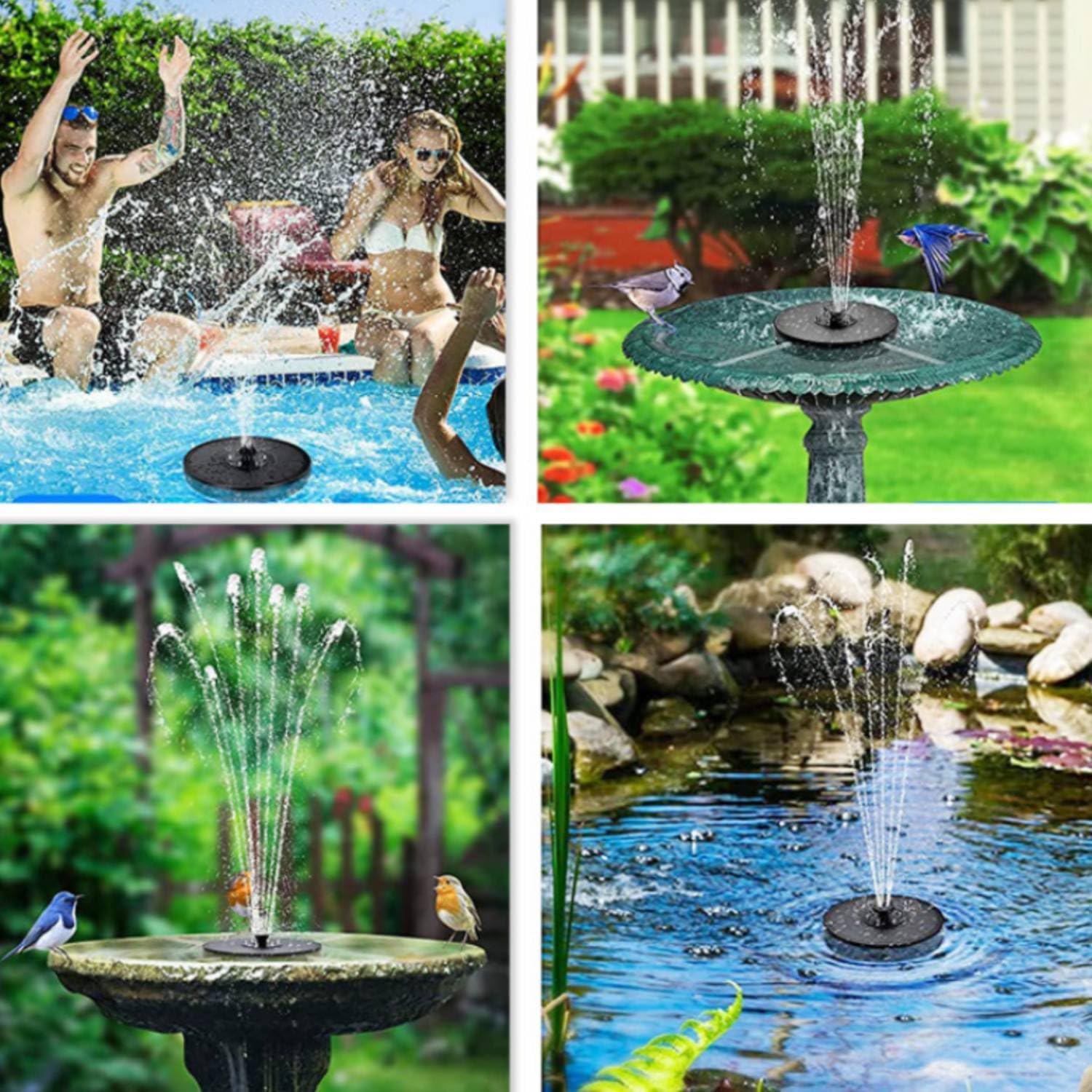 SHINEOFI Fuente Solar Flotante para Jardín y Estanque con Bomba de Agua 3w, Capacidad 210l/h, Luz LED Integrada para Decoración y Circulación de Agua Exterior