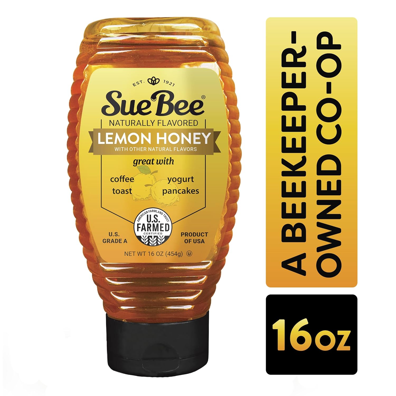 Sue Bee Naturally Flavored Lemon Honey For Tea and Water, Salads, Made in USA, 16 oz (Pack of 2)