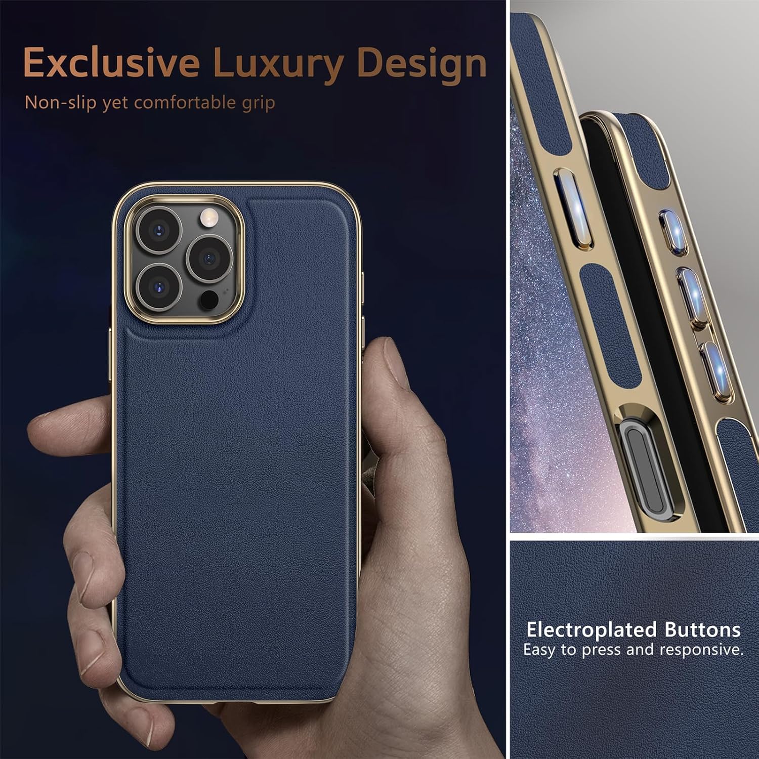 LOHASIC Magnetic Case for iPhone 16 Pro, Luxury Leather Classic Full Body Protective Cover Cases Compatible with MagSafe 6.3 inch 2024 New Released, Navy Blue - Image 5