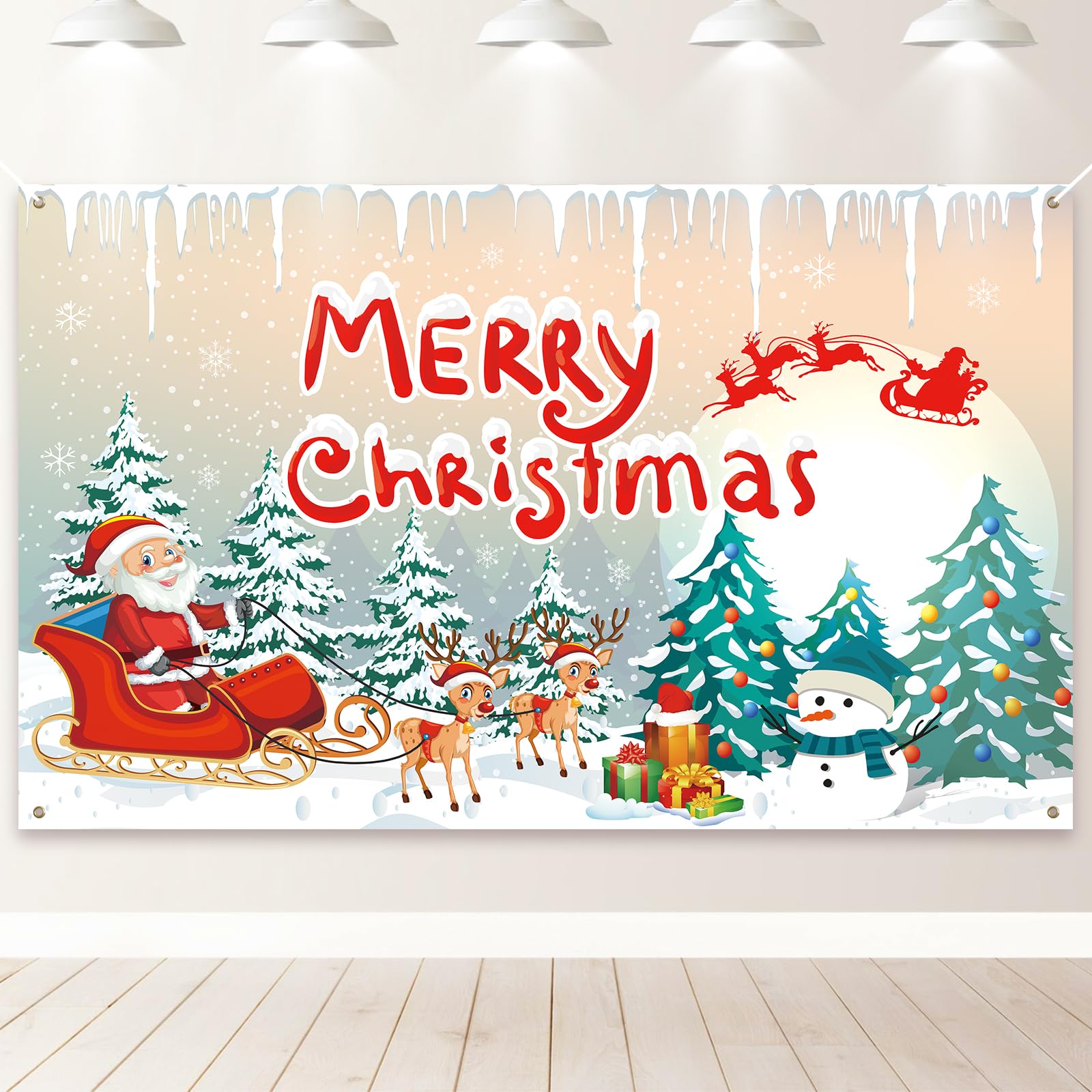 PartyYaa Christmas Banner Decorations, Xmas Party Ornament Extra Large Background Photo Booth