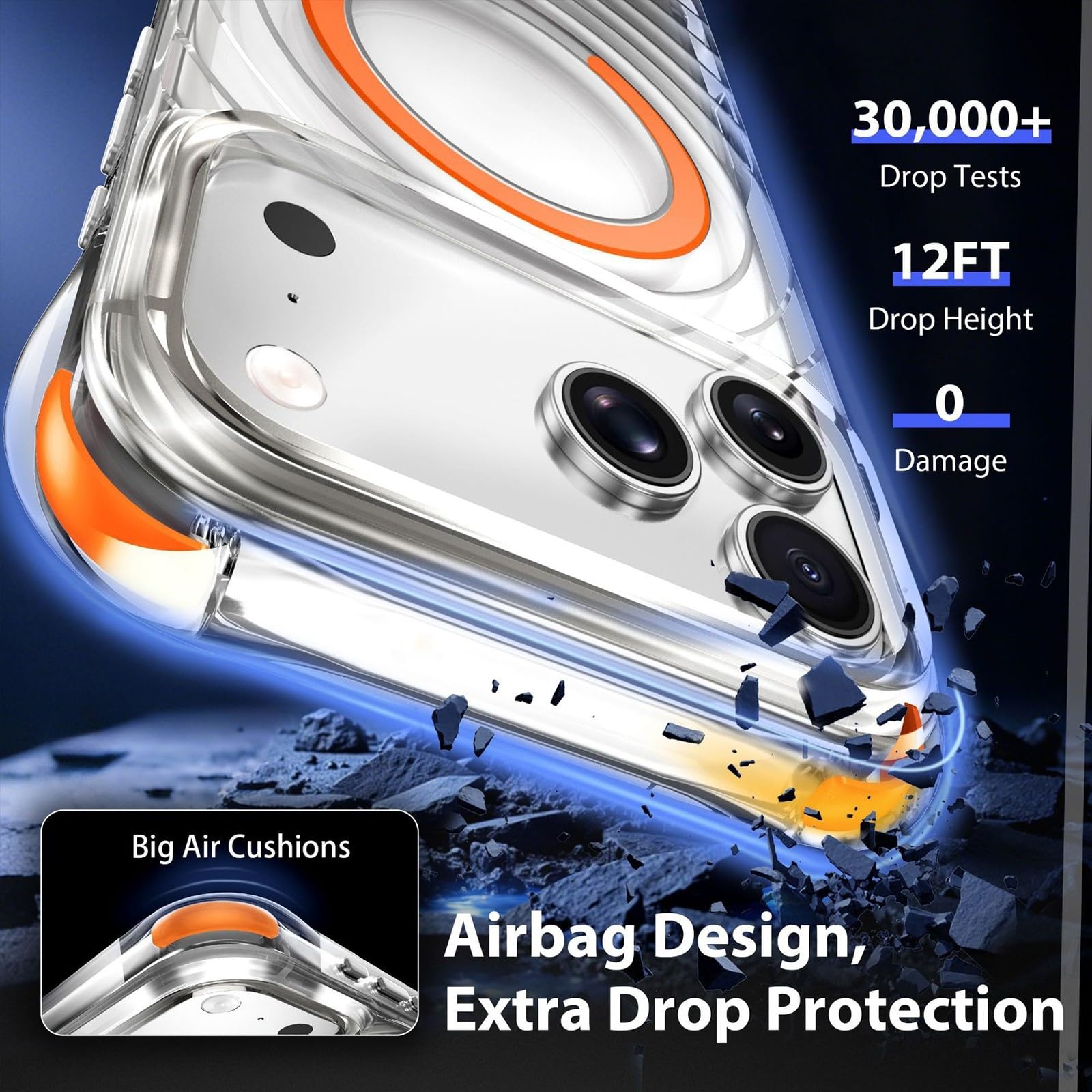 Coque magnétique TPU pour iPhone 18/17/16 Pro & Pro Max, coins amortisseurs