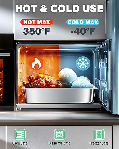 Miniatura 22 de WantJoin Sartenes de mesa de vapor para hotel, tamaño medio de 2.5 pulgadas de profundidad, paquete de 6, juego de bandejas de metal de acero 2.5