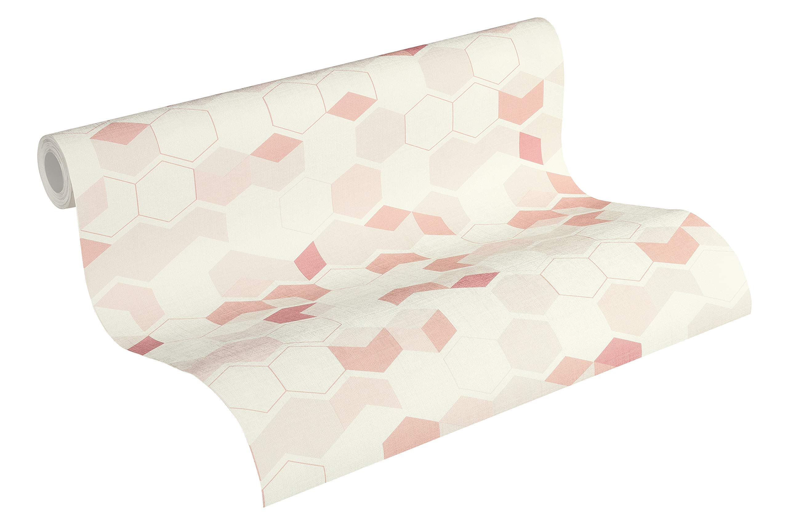 A.S. CreationScandinavian 2 Non-Woven Wallpaper in 3D Look Geometric 10.05 m x 0.53 m Red Pink White Made in Germany 366832 36683-2