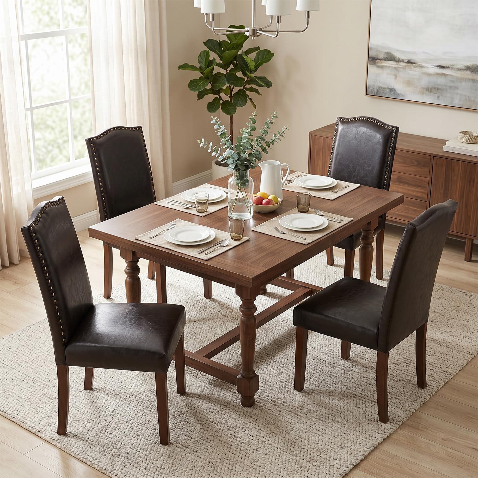 Modern PU Leather Dining Chairs Set of 4
