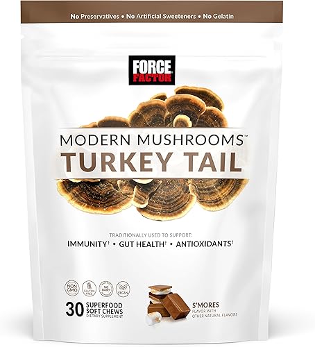 Miniatura 1 de FORCE FACTOR Modern Mushrooms Soft Chews, Suplemento de hongos de cola de pavo para apoyar la inmunidad, la salud digestiva y la vitalidad,