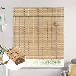 No Tool No Drill Bamboo Blinds, Bamboo Blinds for Interior Windows, Bamboo Window Shades,Light Filtering, Bamboo Shades, Easy to Install for Home & Patio& Porches