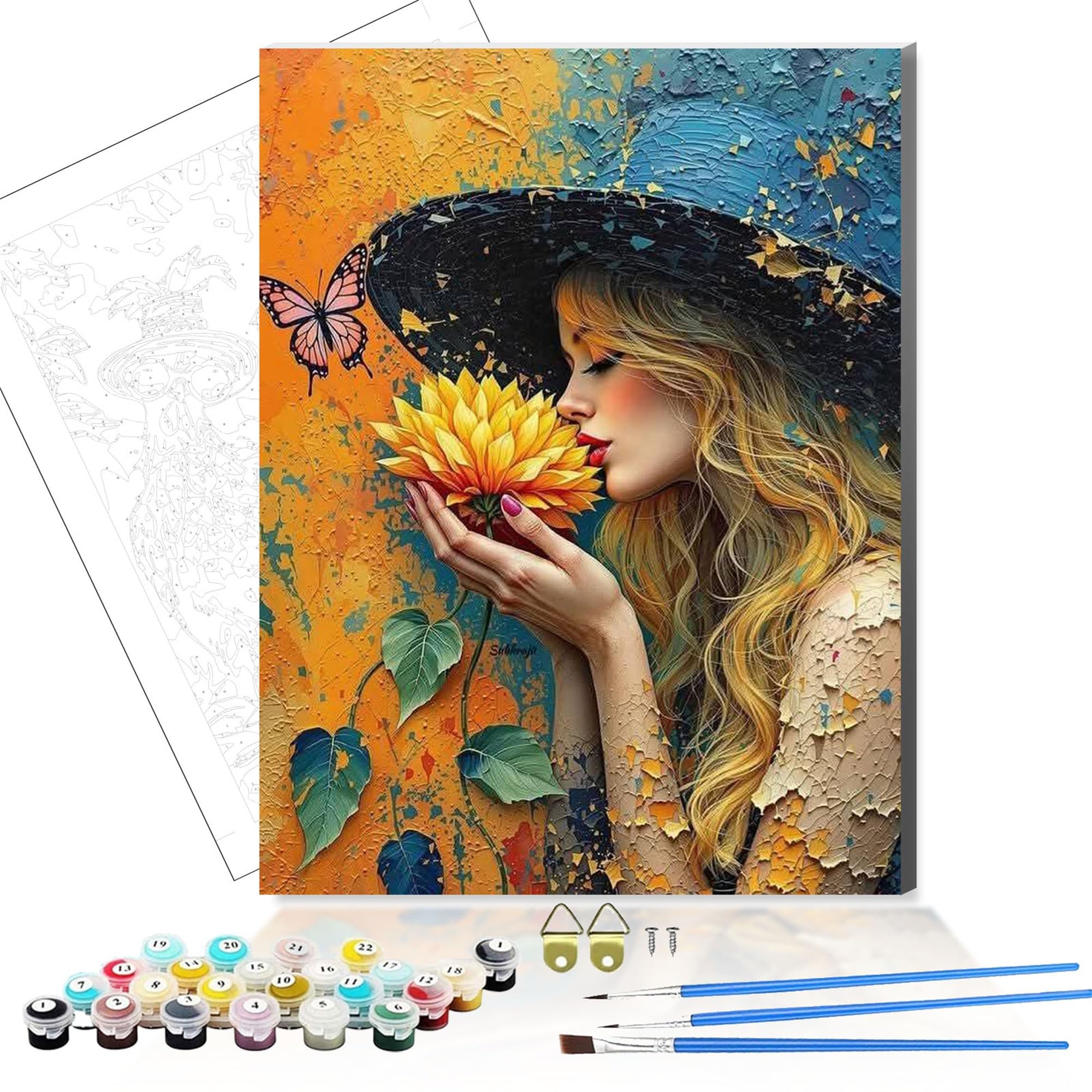 Zhosoho Side Profile Wooden Framed Paint By Number For Adult,Diy Painting Kits For Adults,Color By Numbers,Small Paint By Number Canvas Crafts Watercolor For Beginners Hoom Decor (Side Profile)