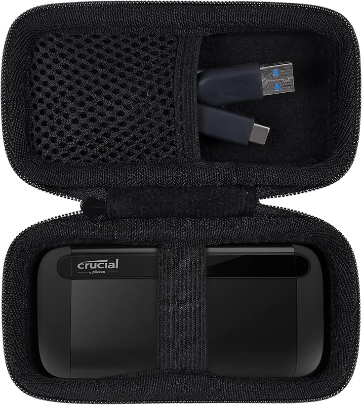 Hard Carrying Case Compatible with Crucial X8 1TB/2TB/4TB/500GB Portable SSD,External External Solid State Drive & USB Cable Organizer(Case Only)