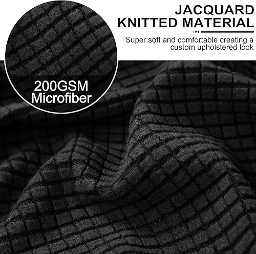 Miniatura 3 de PiccoCasa Funda otomana de alta elasticidad con parte inferior elástica, funda suave de tela jacquard a cuadros pequeños, rectangular, para taburete