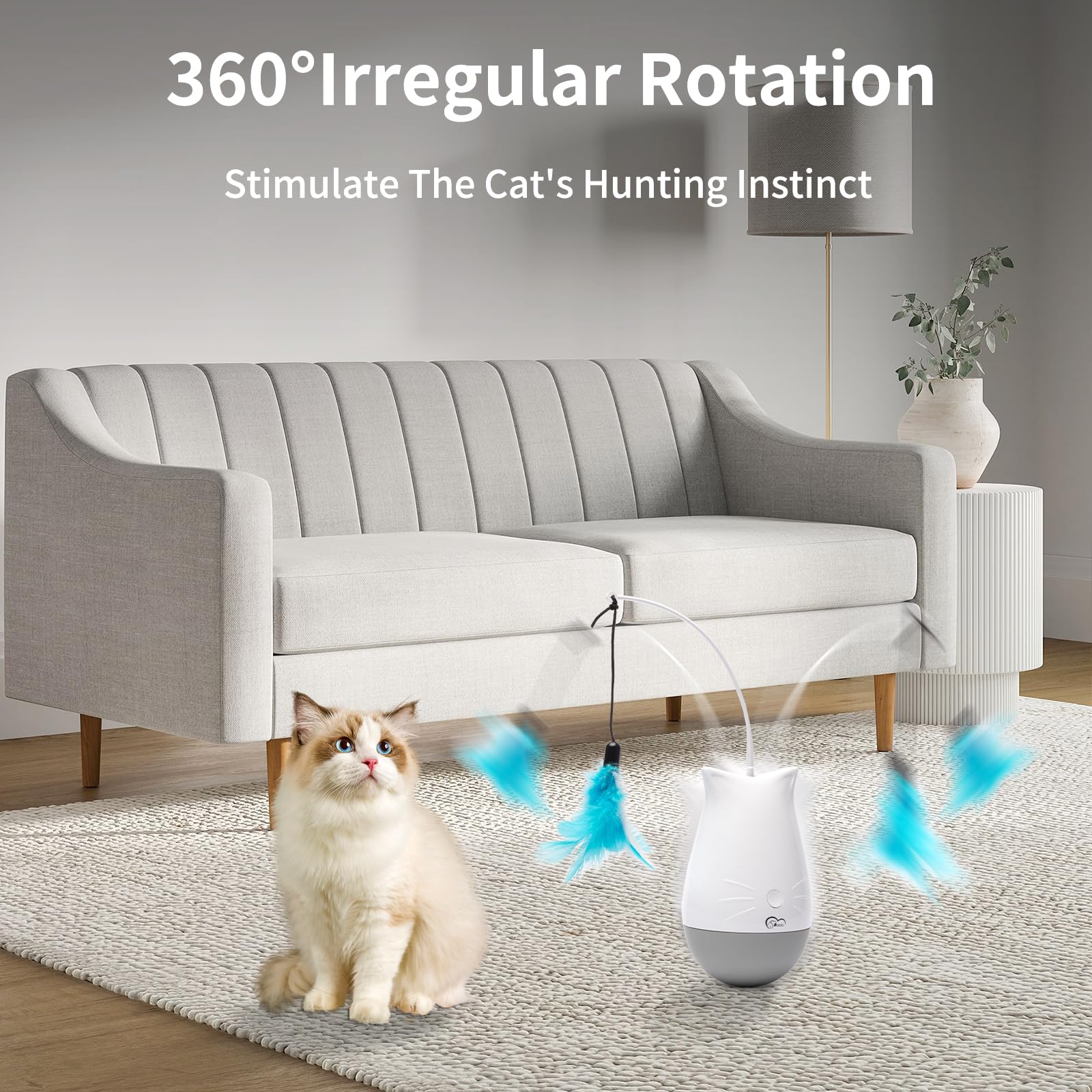 DOEL Jouets interactifs pour chats d'intérieur ennuyés avec 2 modèles, rechargeable automatique en plumes, design gobelet, cadeau d'exercice électrique, stimulation mobile pour chasser et chasser