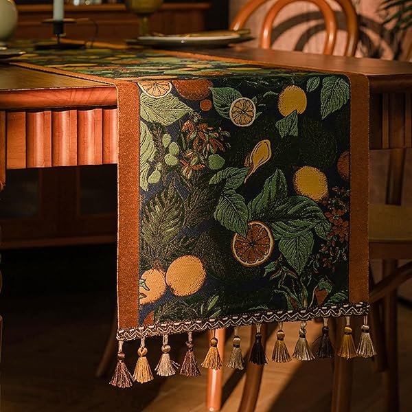 Embroidered Nordic Lemon Table Runner