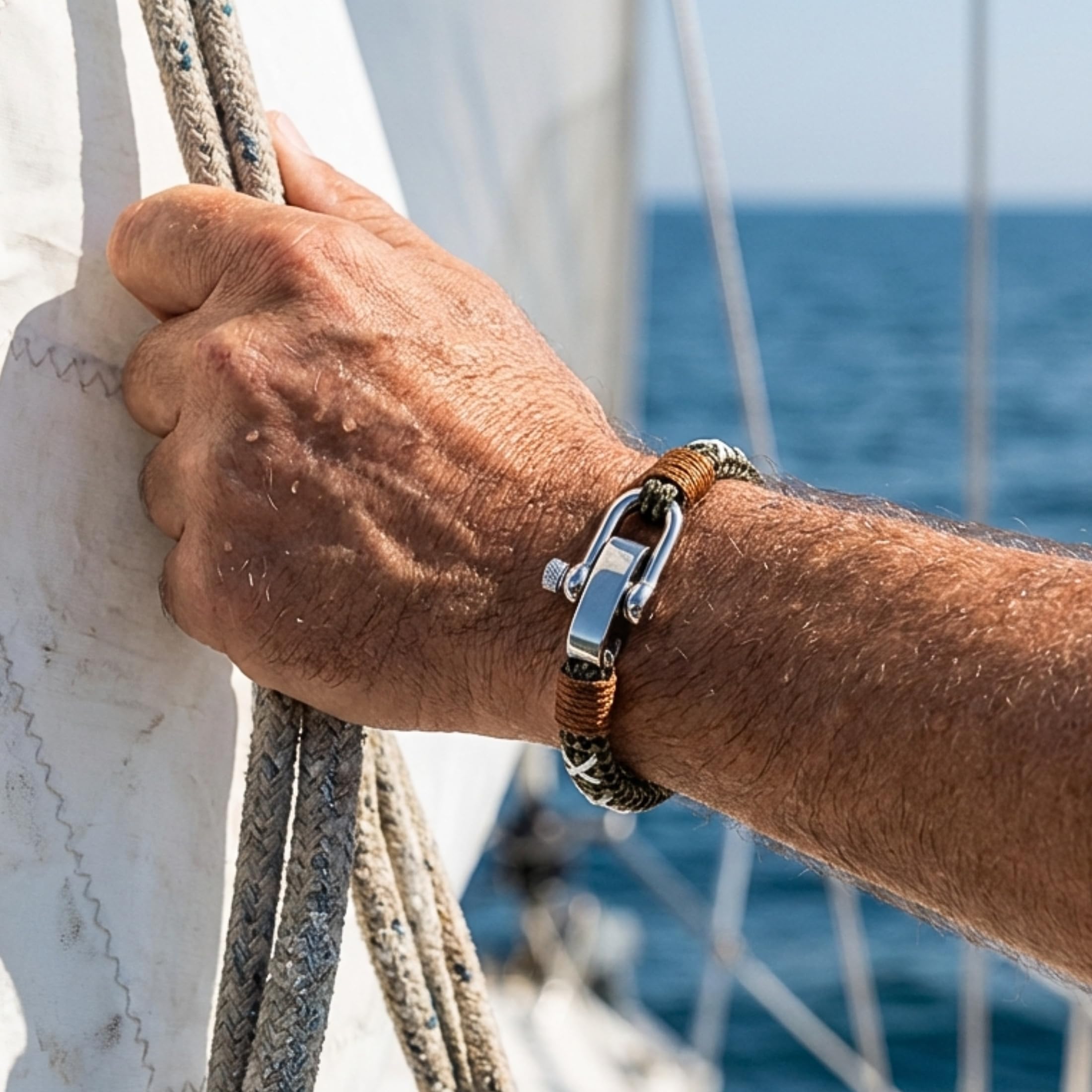 Uniqal | Segeltau Armband Herren & Damen | Maritimes Armband mit Edelstahlschäkel | Robust & Wasserfest, Geschenk für Sie & Ihn | Nautisch bracelet