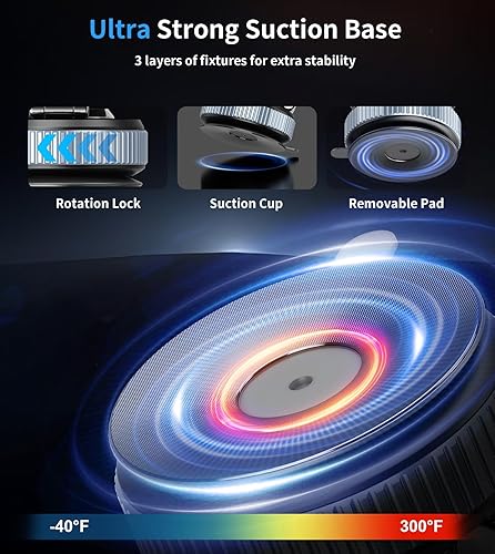 Miniatura 4 de Soporte Magnético de Vacío para Teléfono de Automóvil, Soporte de Teléfono Ajustable de 360° para Magsafe con Ventosa y Bloqueo Giratorio, Soportes