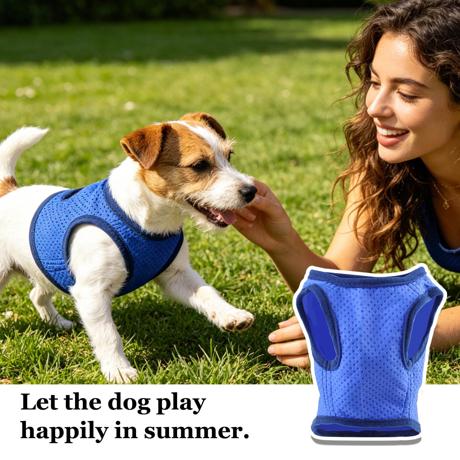 Kühlweste Hund, Blau Kühlende Hundejacke Licht Atmungsaktiver, Sommer Cool Bequem Hunde Kühlweste für Kleine Hunde Aktivitäten Draußen Wandern Training, S