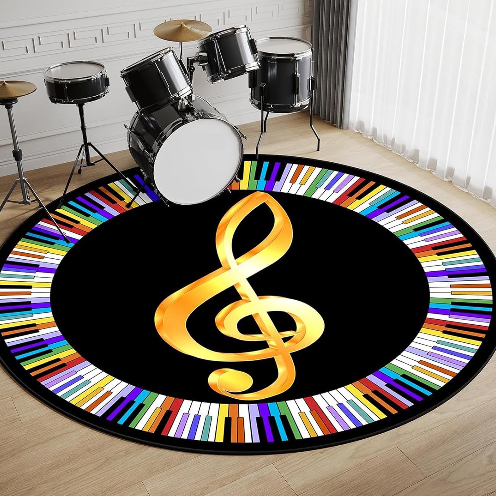 Bass Drum Matte, Drum Printed Rug, Non Slip Drum Pad, Musical Floor Matte, Sound Absorbing Rug, Drum Round Carpet, Music Room Matte, Drum Practice Pad, Drum Practice Pad, Drum Anti Slip für Music