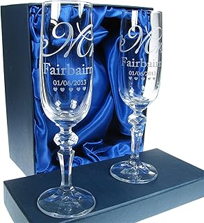 De Walden Bride and Groom Gifts, Lead-Free Crystal Engraved Wedding Champagne Flutes, Toasting Glasses for Newlyweds, Mr & Mrs Mr & Mr Mrs & Mrs
