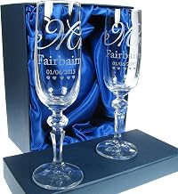 Lead-Free Crystal Engraved Wedding Champagne Flutes | Bride and Groom Gifts, Toasting Glasses for Newlyweds, Mr & Mrs, Mr & Mr, Mrs & Mrs, Personalised Prosecco Glasses