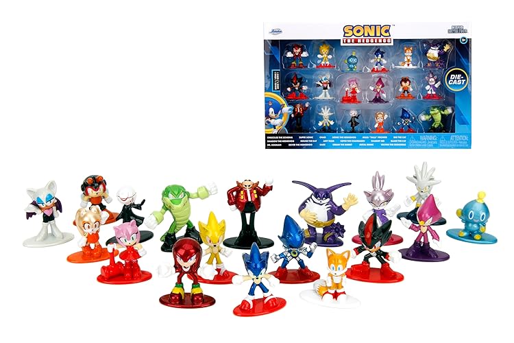 Jada Sonic The Hedgehog 1.65" 18-Pack Die-Cast Figures, Juguetes para Niños y Adultos