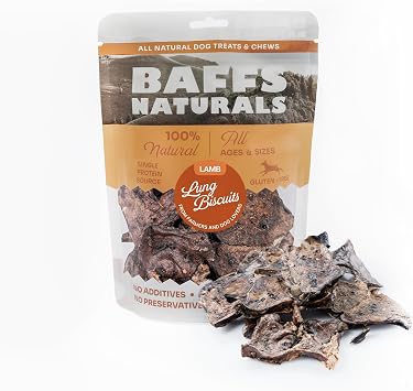 Baffs Naturals Lamb Lung Treats for Dogs - All Natural Single Ingredient