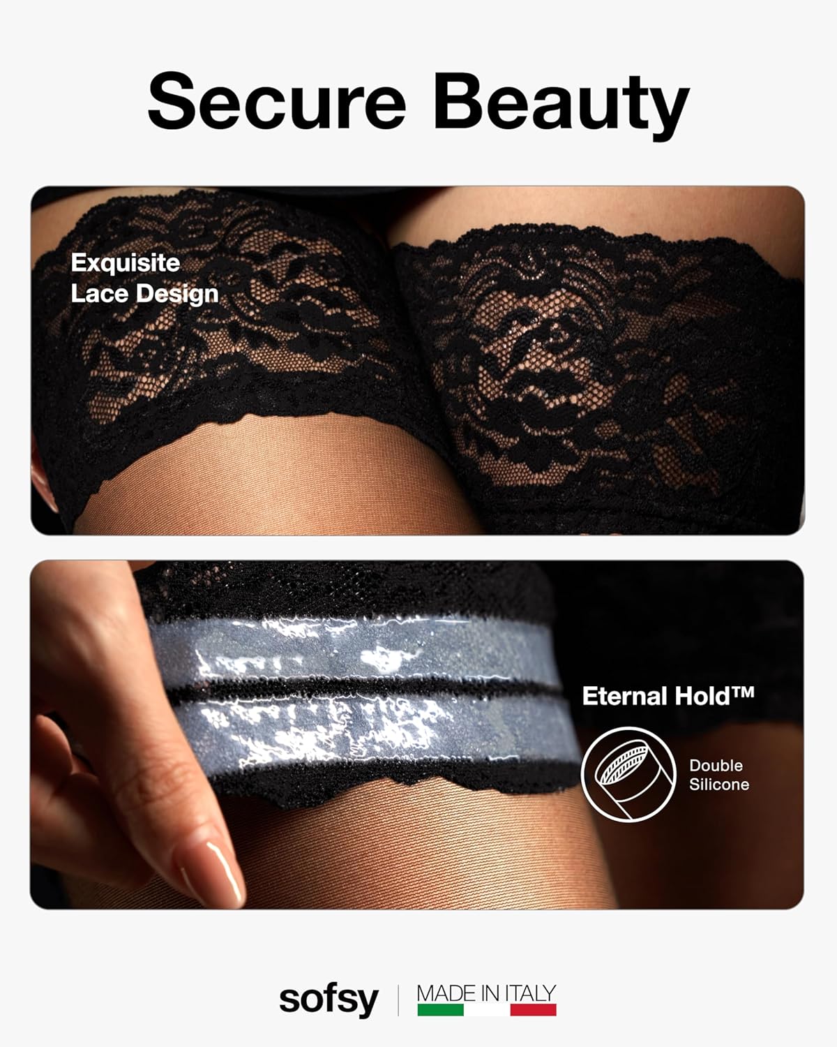 sofsy Silky-Soft Stay Up Thigh Highs for Women - Italian Sheer Stockings with Anti-Slip Lace Top & Reinforced Toes - Image 4