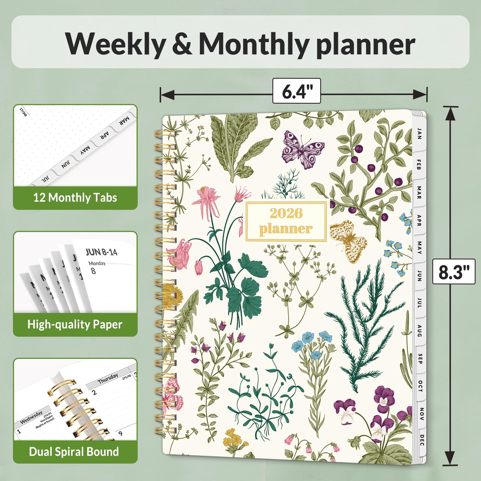 Snapklik.com : SUNEE 2026 Planner, Weekly And Monthly Calendar Planner ...