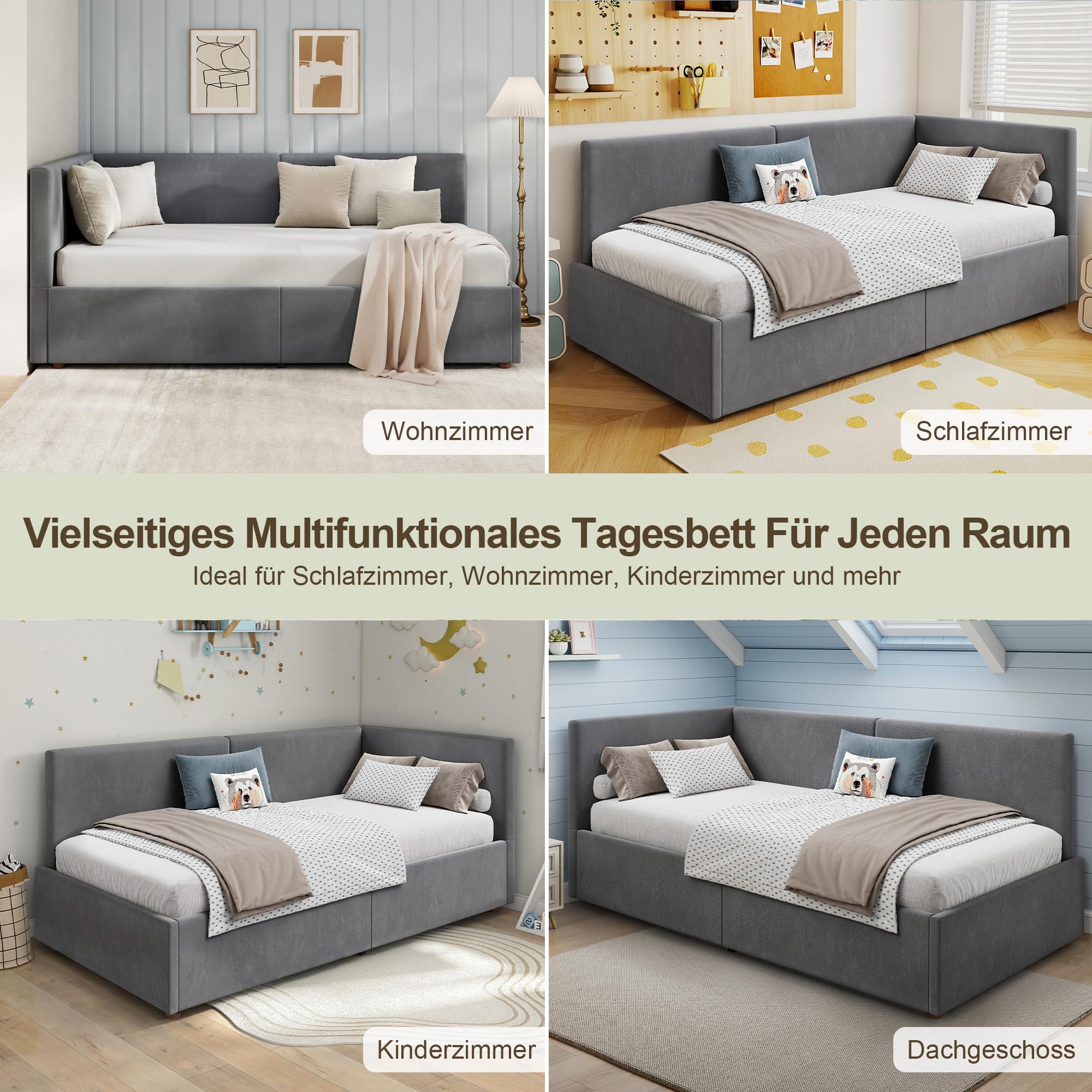 LUXOAK Polsterbett Schlafsofa 90x200 mit Hydraulischem Stauraum & Metall-Lattenrost, Tagesbett aus Samt, Kinderbett Gästebett Jugendbett (Dunkelgrau)