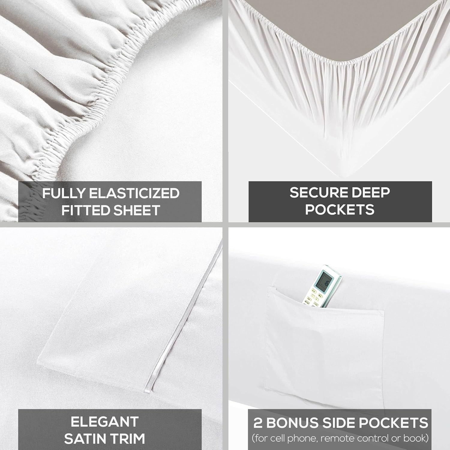 Mueller Ultratemp Bed Sheets Set, Super Soft 1800, 6 Piece California King Sheet Sets, Deep Pocket up to 16", Transfers Heat, Breathes Better, Hypoallergenic, Wrinkle-Resistant, Oeko-TEX, White