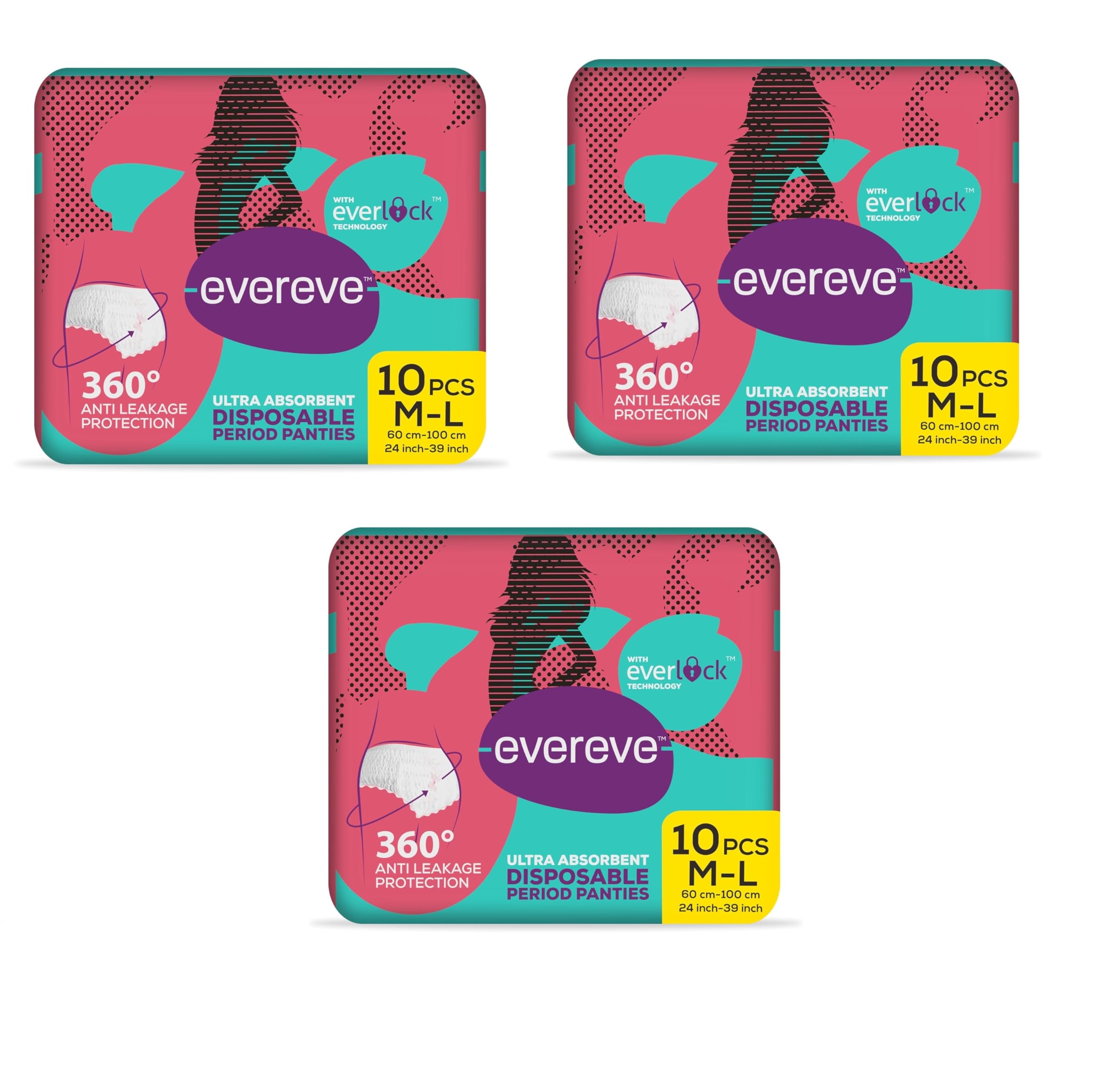 Ultra Absorbent Disposable Period Panties, M-L, 10 Pcs Per Pack(Pack of 3,30 Pcs)