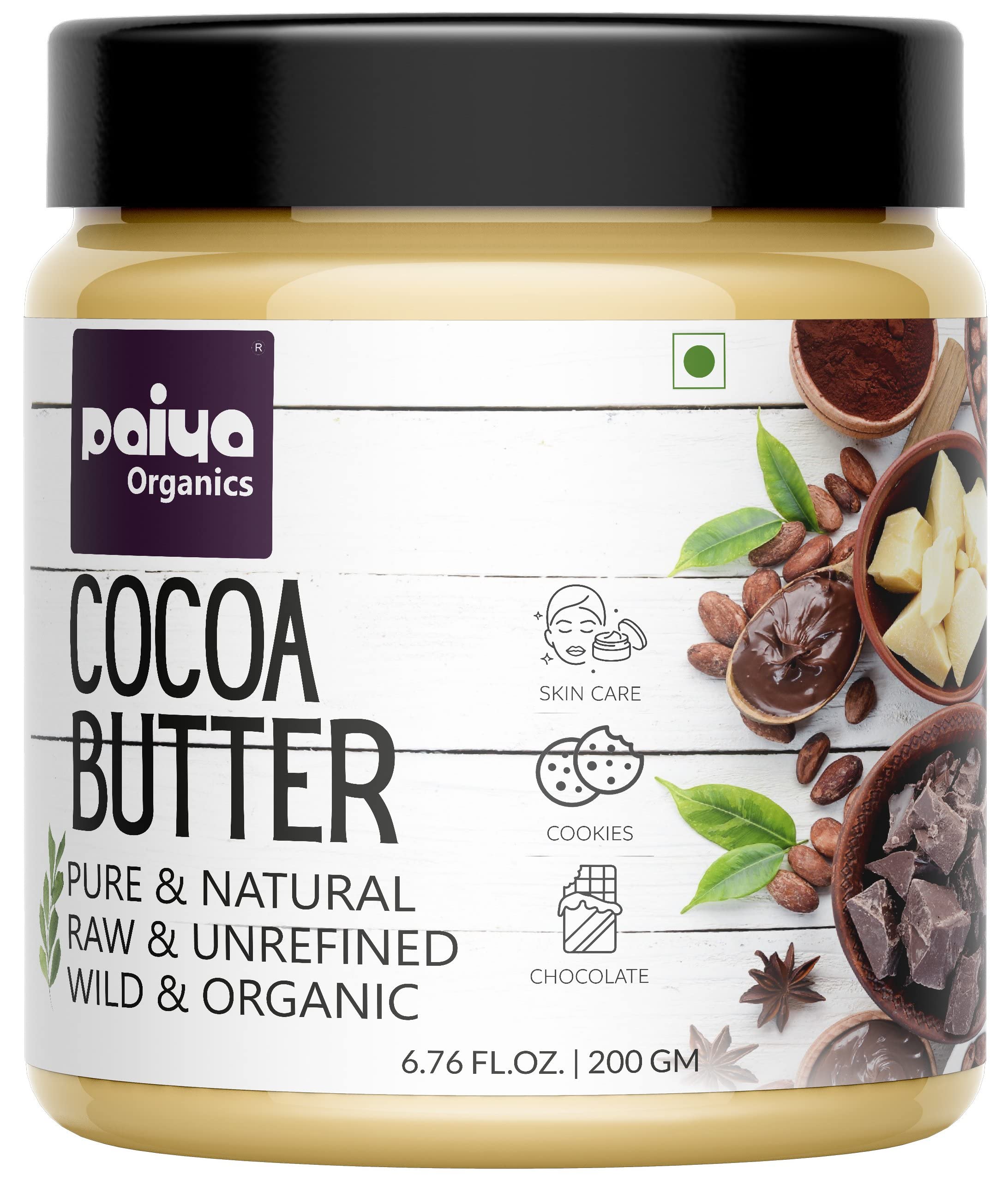 Cocoa Butter Pure & Natural Raw Unrefined Wild for Body Lotion, Stretch Mark, Chocolate Making, Moisturizer, Skin Care 200gm