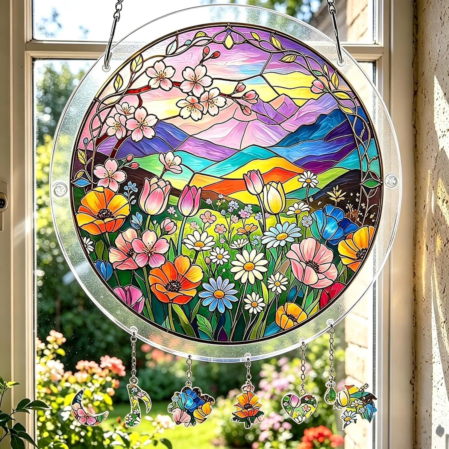 83 Pieces Acrylic Puzzles Sun Catcher Window Hanging,7.87in Acrylic Puzzle for Adult,Colorful Flame Hummingbird Sun Catchers Window Hanging,Unique Suncatchers Puzzle,DIY Suncatchers Kits